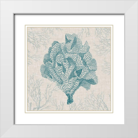 Coral Motif IV White Modern Wood Framed Art Print with Double Matting by Vision Studio