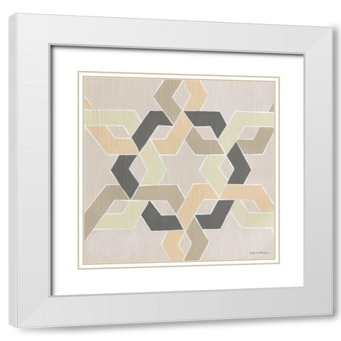 Non-Embellished Deco Stitch II White Modern Wood Framed Art Print with Double Matting by Lam, Vanna
