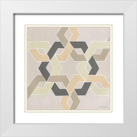 Non-Embellished Deco Stitch II White Modern Wood Framed Art Print with Double Matting by Lam, Vanna
