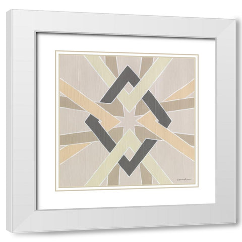 Non-Embellished Deco Stitch III White Modern Wood Framed Art Print with Double Matting by Lam, Vanna