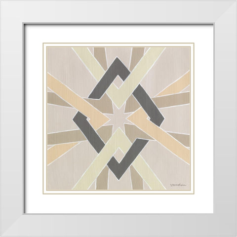 Non-Embellished Deco Stitch III White Modern Wood Framed Art Print with Double Matting by Lam, Vanna