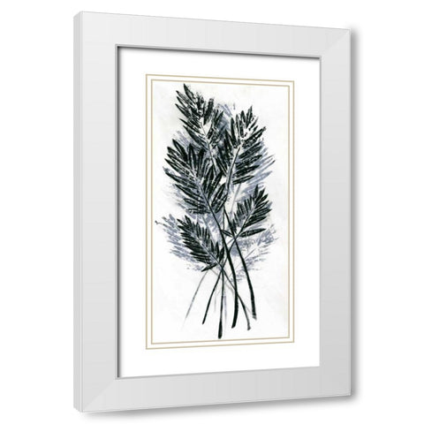 Palm Leaf Fresco I White Modern Wood Framed Art Print with Double Matting by Vision Studio