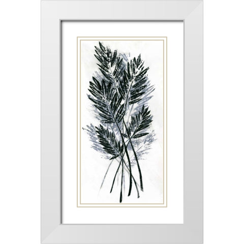 Palm Leaf Fresco I White Modern Wood Framed Art Print with Double Matting by Vision Studio