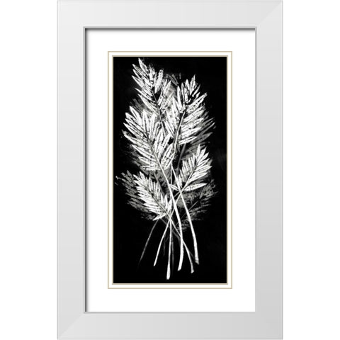 Palm Leaf Fresco II White Modern Wood Framed Art Print with Double Matting by Vision Studio