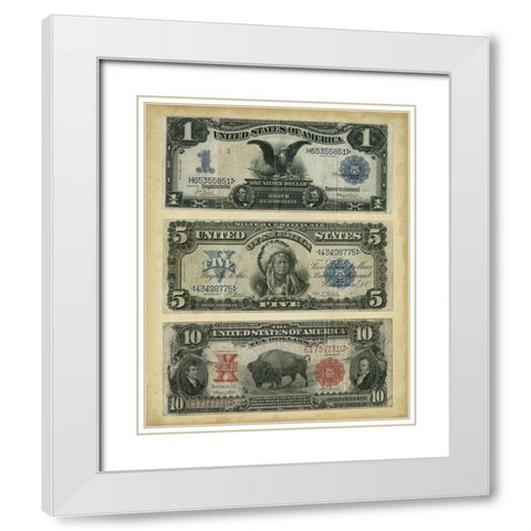 Antique Currency VI White Modern Wood Framed Art Print with Double Matting by Vision Studio