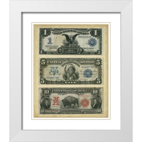 Antique Currency VI White Modern Wood Framed Art Print with Double Matting by Vision Studio