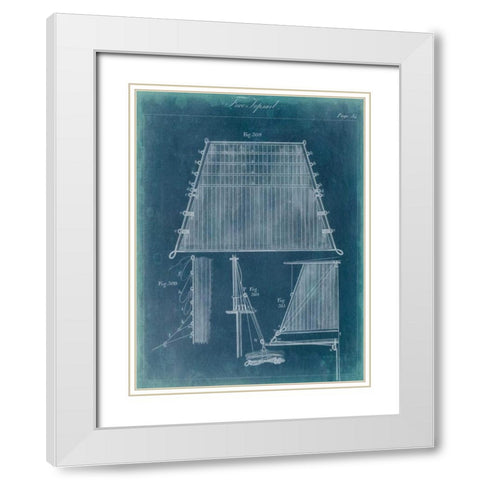 Nautical Detail Blueprint I White Modern Wood Framed Art Print with Double Matting by Vision Studio