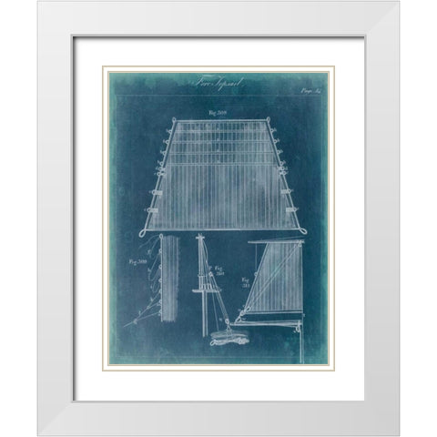 Nautical Detail Blueprint I White Modern Wood Framed Art Print with Double Matting by Vision Studio