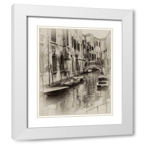 Six Boats Sepia White Modern Wood Framed Art Print with Double Matting by Head, Danny