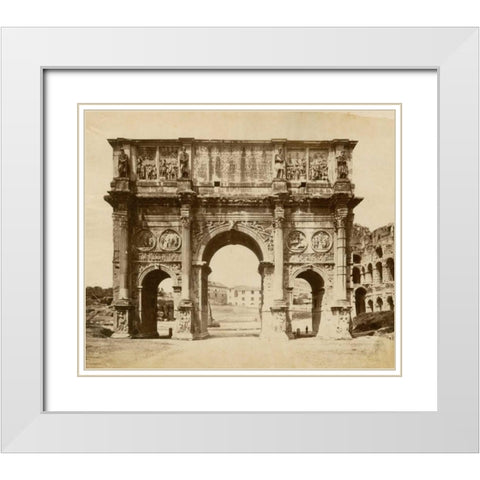 The Arch of Constantine White Modern Wood Framed Art Print with Double Matting by Brogi, Giacomo