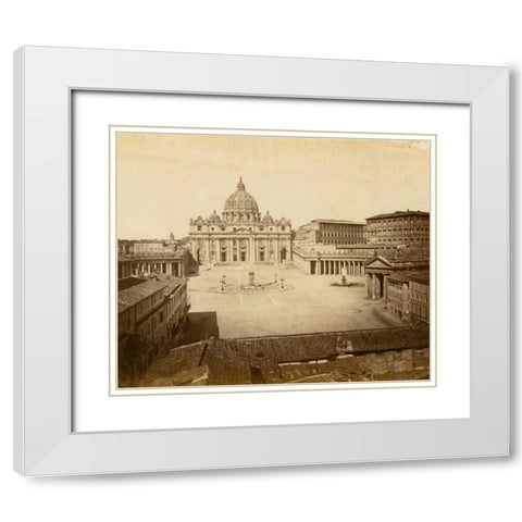 St. Peters Square White Modern Wood Framed Art Print with Double Matting by Brogi, Giacomo