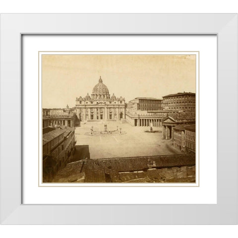 St. Peters Square White Modern Wood Framed Art Print with Double Matting by Brogi, Giacomo