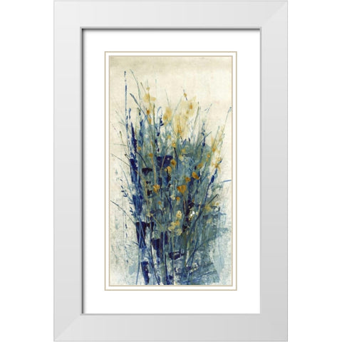 Indigo Floral II White Modern Wood Framed Art Print with Double Matting by OToole, Tim