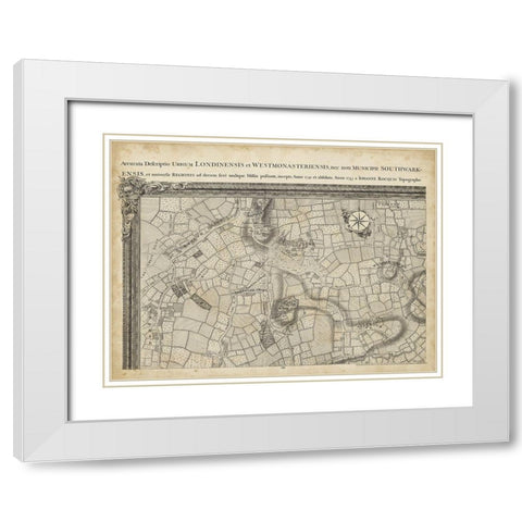 Map of London Grid I White Modern Wood Framed Art Print with Double Matting by Unknown