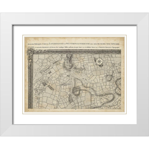 Map of London Grid I White Modern Wood Framed Art Print with Double Matting by Unknown