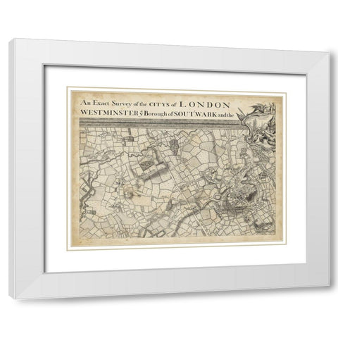 Map of London Grid II White Modern Wood Framed Art Print with Double Matting by Unknown