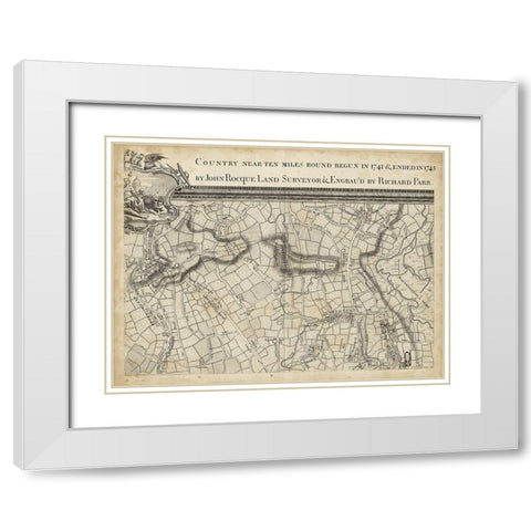 Map of London Grid III White Modern Wood Framed Art Print with Double Matting by Unknown