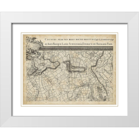 Map of London Grid III White Modern Wood Framed Art Print with Double Matting by Unknown