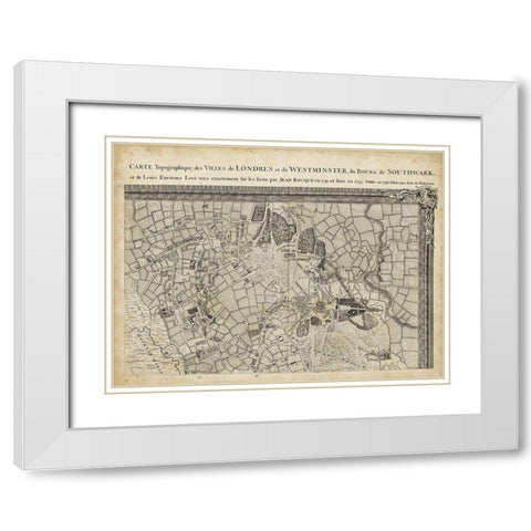 Map of London Grid IV White Modern Wood Framed Art Print with Double Matting by Unknown