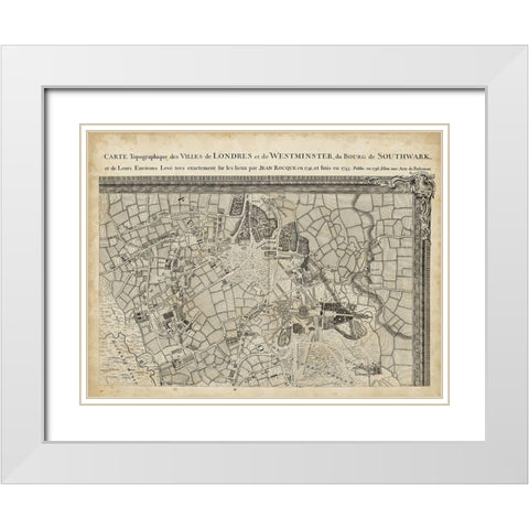 Map of London Grid IV White Modern Wood Framed Art Print with Double Matting by Unknown