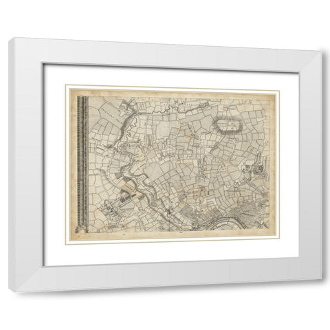 Map of London Grid V White Modern Wood Framed Art Print with Double Matting by Unknown