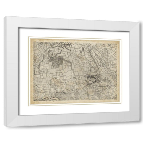 Map of London Grid VI White Modern Wood Framed Art Print with Double Matting by Unknown