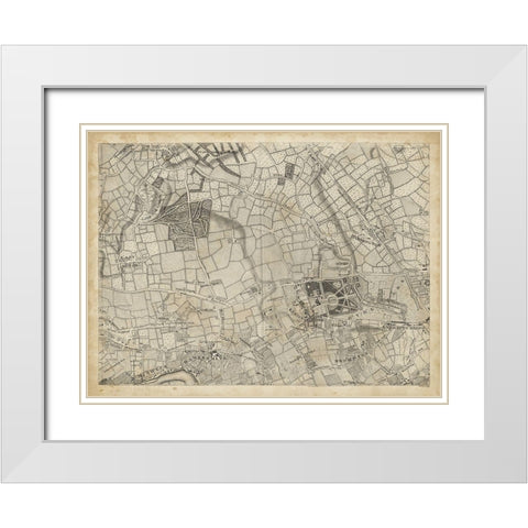 Map of London Grid VI White Modern Wood Framed Art Print with Double Matting by Unknown