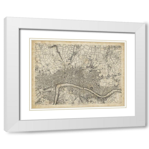 Map of London Grid VII White Modern Wood Framed Art Print with Double Matting by Unknown