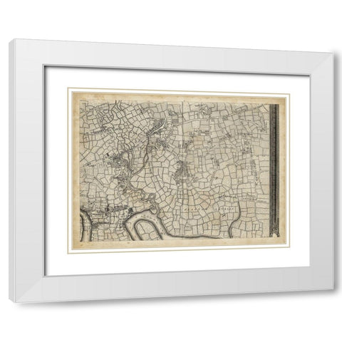 Map of London Grid VIII White Modern Wood Framed Art Print with Double Matting by Unknown