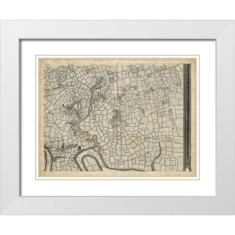 Map of London Grid VIII White Modern Wood Framed Art Print with Double Matting by Unknown