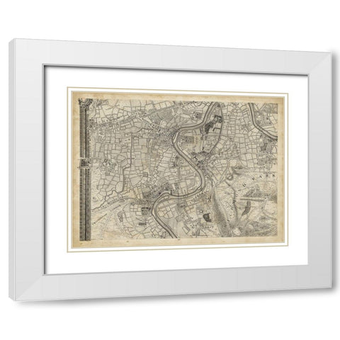 Map of London Grid IX White Modern Wood Framed Art Print with Double Matting by Unknown