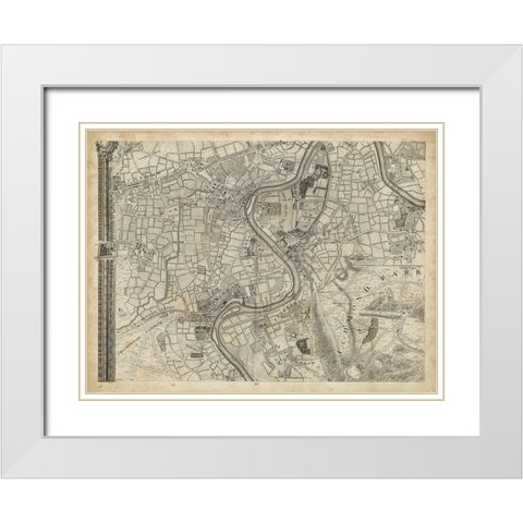 Map of London Grid IX White Modern Wood Framed Art Print with Double Matting by Unknown