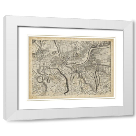 Map of London Grid X White Modern Wood Framed Art Print with Double Matting by Unknown