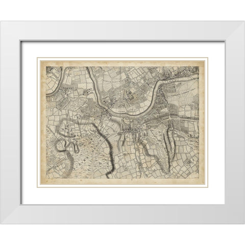Map of London Grid X White Modern Wood Framed Art Print with Double Matting by Unknown