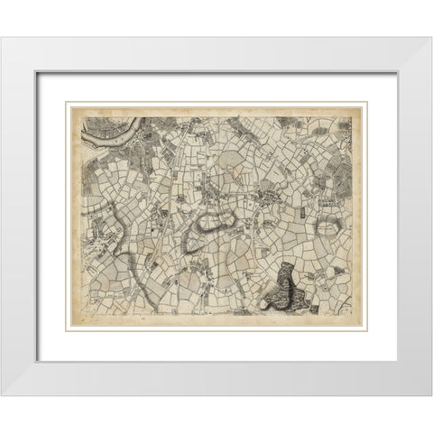 Map of London Grid XI White Modern Wood Framed Art Print with Double Matting by Unknown