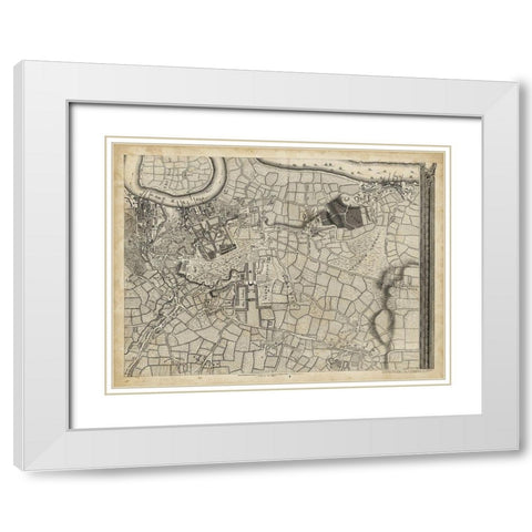 Map of London Grid XII White Modern Wood Framed Art Print with Double Matting by Unknown