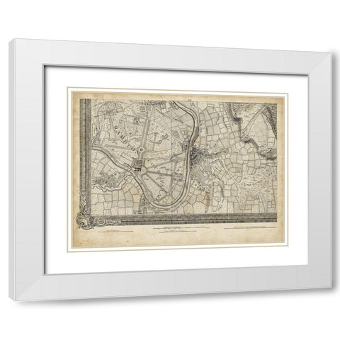 Map of London Grid XIII White Modern Wood Framed Art Print with Double Matting by Unknown