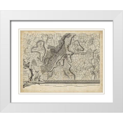 Map of London Grid XV White Modern Wood Framed Art Print with Double Matting by Unknown