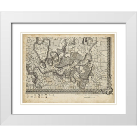 Map of London Grid XVI White Modern Wood Framed Art Print with Double Matting by Unknown