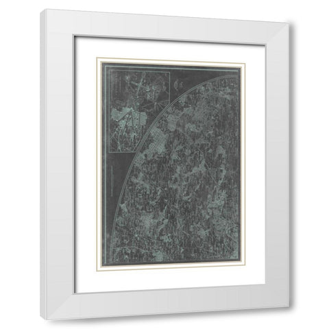 Map of Paris Grid III White Modern Wood Framed Art Print with Double Matting by Vision Studio
