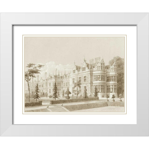 Kirby Castle Garden View White Modern Wood Framed Art Print with Double Matting by Richardson
