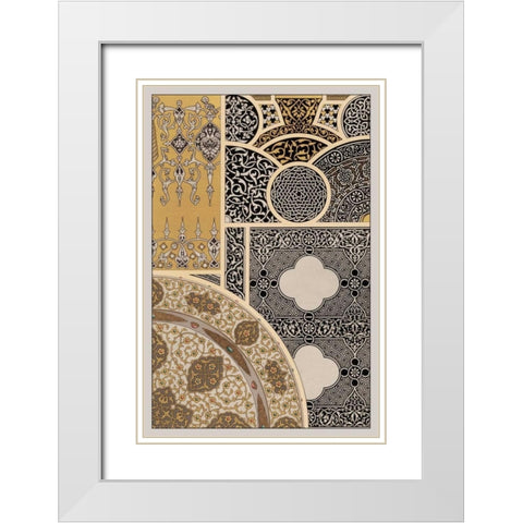 Ornament in Gold and Silver III White Modern Wood Framed Art Print with Double Matting by Vision Studio