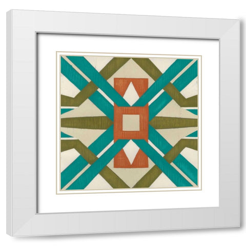 Global Motif I White Modern Wood Framed Art Print with Double Matting by Vess, June Erica