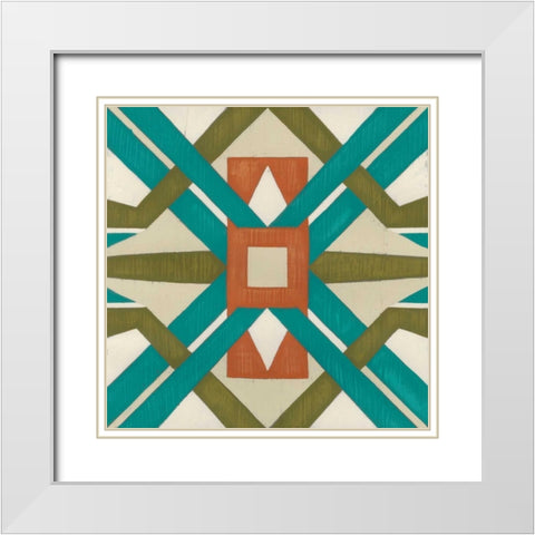 Global Motif I White Modern Wood Framed Art Print with Double Matting by Vess, June Erica
