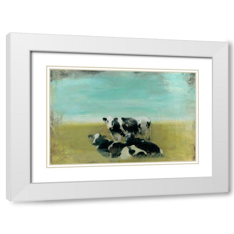 Country Drive Cows III White Modern Wood Framed Art Print with Double Matting by McCavitt, Naomi
