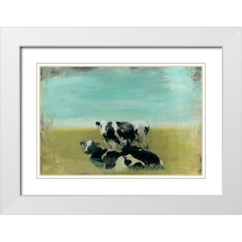 Country Drive Cows III White Modern Wood Framed Art Print with Double Matting by McCavitt, Naomi