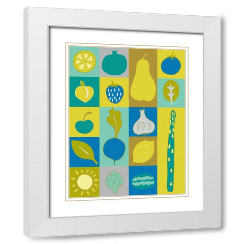 Veggie Blocks I White Modern Wood Framed Art Print with Double Matting by Zarris, Chariklia