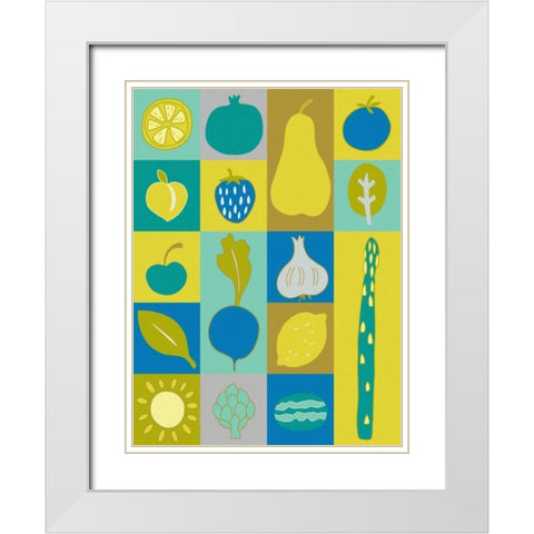 Veggie Blocks I White Modern Wood Framed Art Print with Double Matting by Zarris, Chariklia