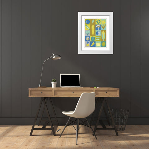 Veggie Blocks II White Modern Wood Framed Art Print with Double Matting by Zarris, Chariklia