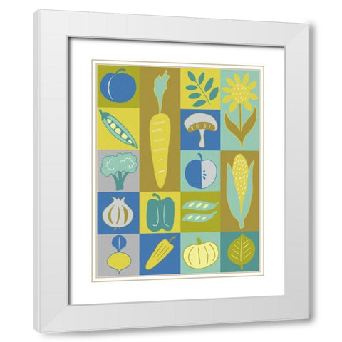 Veggie Blocks II White Modern Wood Framed Art Print with Double Matting by Zarris, Chariklia